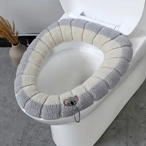 PrimPick 【 Two-color Design 】 Two-color washable toilet seat cover - Thick, plush for winter comfort, fully enclosed design, suitable for both home and commercial use, with rainbow gradient Toilet Seat Protector