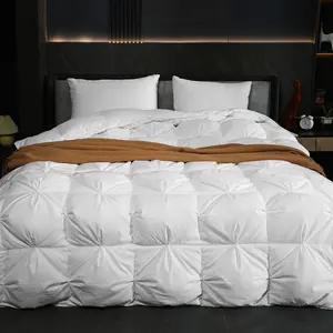 Bafode Luxury White Goose Down Comforter, 100% Cotton All Season Oversized Duvet Insert, Cloud Fluffy Pinch Pleat Extra Warmth