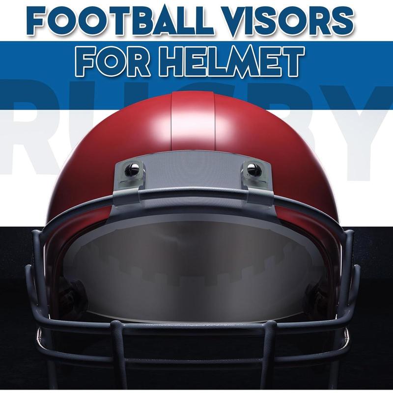 Football Visor Set - 2 Clear Visors with Clip System for Youth & Adult Helmets - Universal Fit, Glare Reduction, Easy Installation - Ideal for Soccer & Lacrosse - PC Material - 78x49x26.8cm Visibility