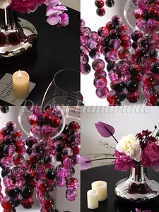 50pcs 10mm Velvet Wine to Gradient Glass Beads, Frosted Crackle Texture for DIY Jewelry Necklaces Bracelets Earrings, DIY Mix Beads