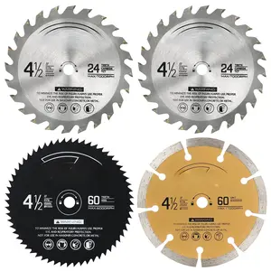 Set, Pack of 4 Assorted 60T HSS Metal/24T TCT / 4-1/2-Inch Circular   with 3/8" Arbor for Fast ...