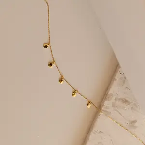 Piera Coin Necklace by Caitlyn Minimalist - Dainty Coin Drop Station Necklace - Minimalist Layering Necklace - Summer Jewelry - Perfect Gift for Her