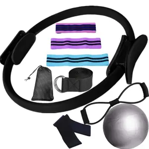 Yoga Fitness Equipment Set, Resistance Bands, Yoga Ball, Stretch Strap, Hip Ring, Home Gym, Easy Setup, Ideal for Beginners & Advanced Users