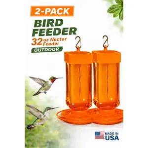 First Nature 3088 Oriole Bird Feeder 32 oz Nectar Feeder Outdoor 2 Pack