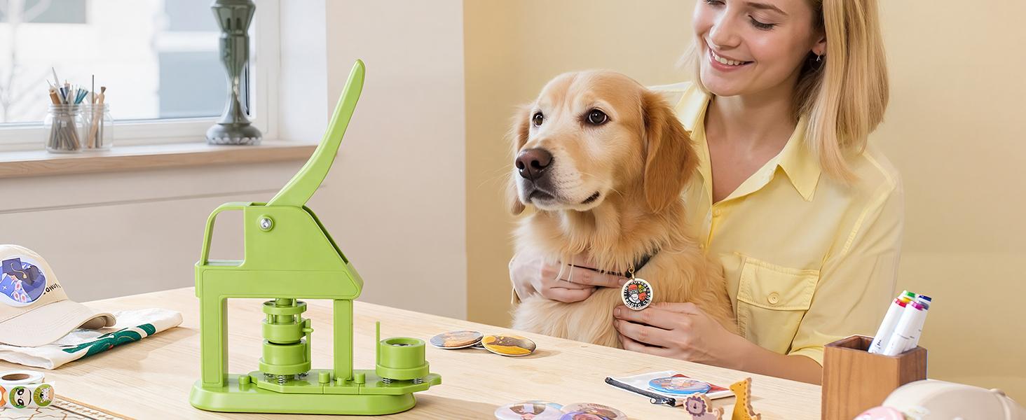 VEVOR Button Maker Machine, 0.98 in, Plastic Pin Maker with 500pcs Button Parts, Mr. Panda Magic Book, Circle Cutter and Hex Wrenches, Reinforced Ergonomic Handle, for DIY Badges, Personalized Pins