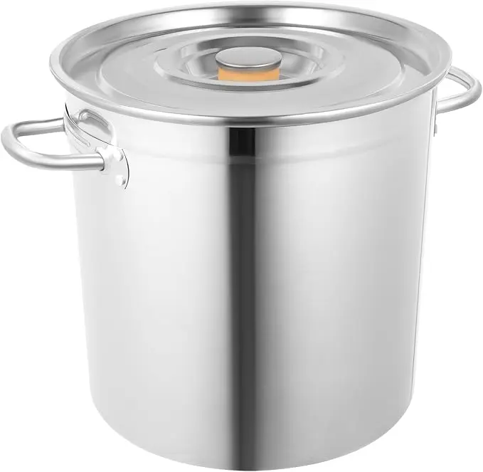 35L 30Qt Stainless Steel Stock Pot with Lid | Heavy Duty Commercial Cooking Stockpot with Handles | Large Soup Canning Pasta Seafood Kitchen Pot