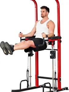 Nicole Selection Power Tower Pull Up & Dip Station Multi-Function Home Strength Training Fitness Workout Station Muscle Exercise Equipment Calisthenics Tools with 10 Gear Adjustable Height and Double Stability Design, 40JYPSMK-880, For Christmas Gifts