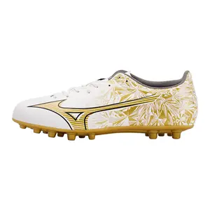 Mizuno Alpha AG Football Shoes for Men with Soft Comfort, Artificial Turf Grip, Slip-Resistant, Wear-Resistant, and Breathable Design in White Gold Trending Shoes, House White Official Shoes to Get / Maison Mihara