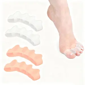 Toe Separators for Women & Men - Bunion Corrector, Hammer Toe Straightener, Relieves Foot Pain (2 Pairs, White + Beige) Manicure