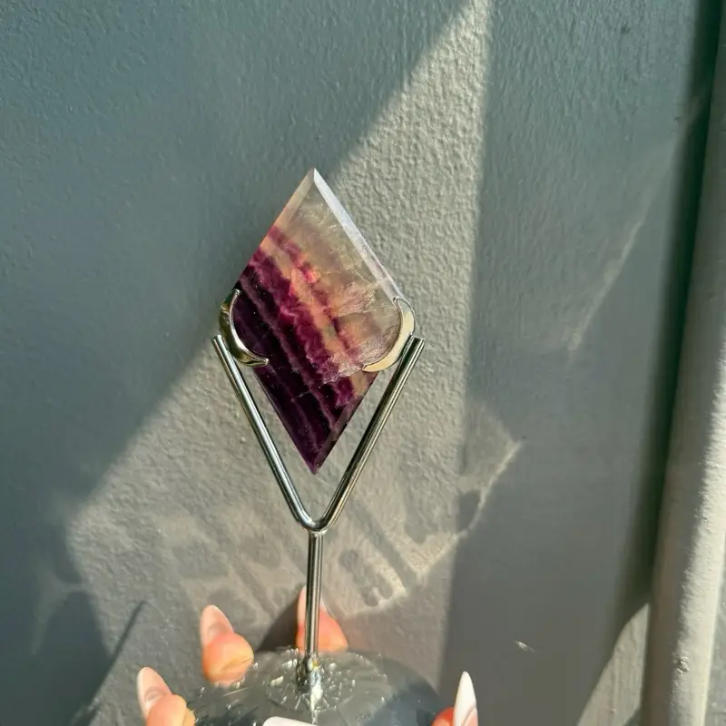 Natural Fluorite Crystal on Display Stand, 5–7 in - Sapphire & Sage