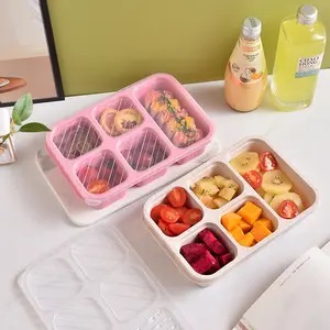 5-grid Serving Bento Box with Lid, Portable Food and Vegetable Storage for Work, Travel, Camping, and Picnics, Modern Snack Organizer, Reusable Snack Box, Bento Lunch Box