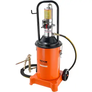 Grease Pump, 3 Gallon 12L, Air Operated Grease Pump with 13 ft High Pressure Hose and Grease Gun, Pneumatic Grease Bucket Pump with Wheels, Portable Lubrication Grease Pump 50:1 Pressure Ratio