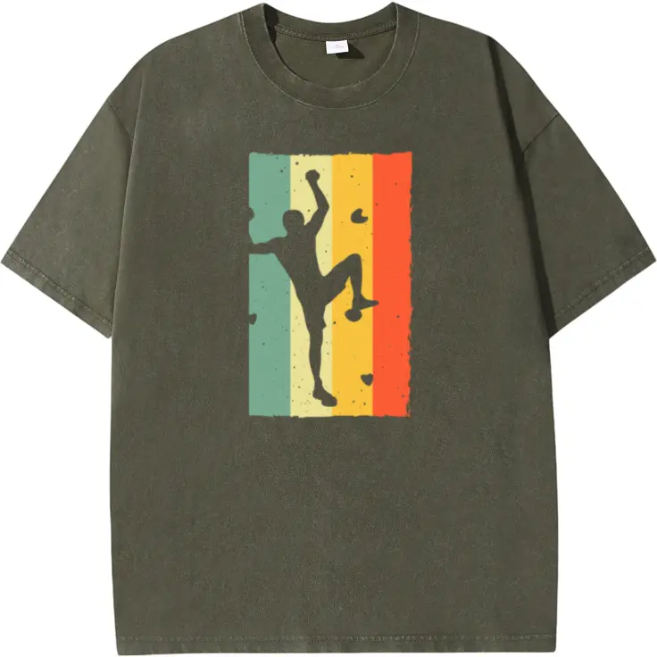 Vintage Rock Climbing Men's Tee – Soft, Breathable, Retro Striped Graphic Short Sleeve for Outdoor Casual Wear, Machine Washable and Perfect All Season