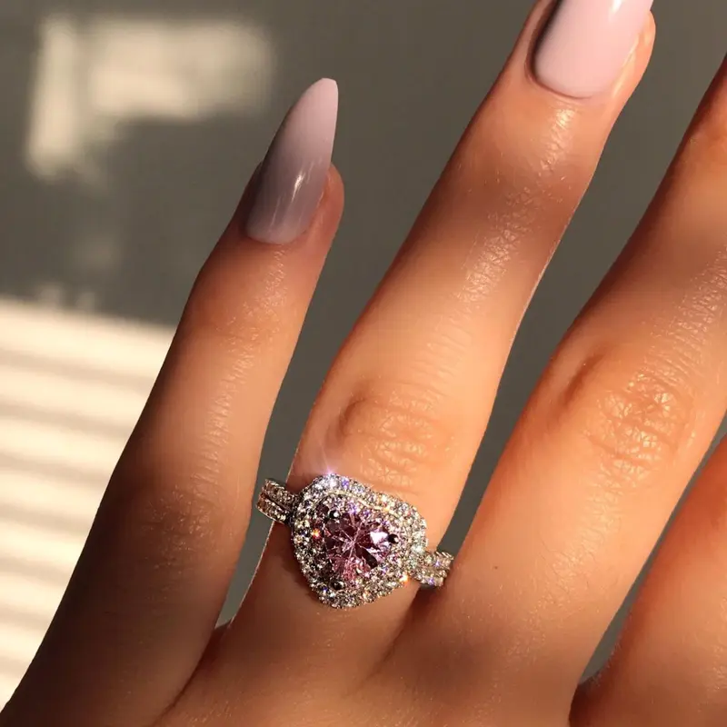 Fashion Rhinestone Decorated Heart Design Ring, Beautiful Rings, Fashion Jewelry for Party, Daily Clothing Decor, Jewelry for Birthday Gift, Rhinestone Ring, Everyday Ring