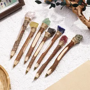 Natural Crystal Rough Stone Magic Pencil, DIY Creative Gift for Kids & Students, Energy Crystal Healing Stick for Positive Vibes, Selenite, Smoky Quartz, Amethyst