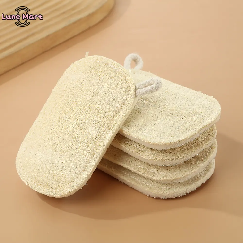 6pcs Natural Loofah Sponges & Soft Bamboo Fiber Body Scrubbers - Reusable Pads for Bath Personal Body Care, Daily Scrubbing & Gentle Exfoliation, Natural Fibers, Accessories, Exfoliating
