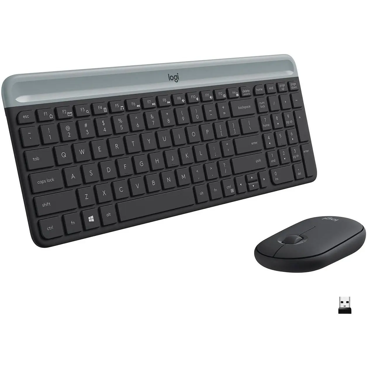 Logitech - MK470 Full-size Wireless Scissor Keyboard and Mouse Bundle for Windows with Quiet clicks - BlackGray