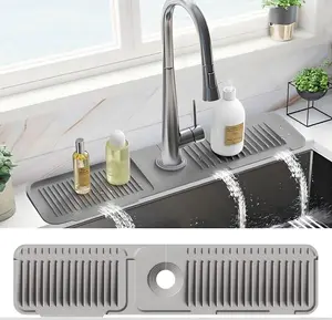 Silicone Faucet Splash Mat, Foldable Design Sink Sponge Draining Pad, Multi-application Splash Guard for Kitchen & Bathroom