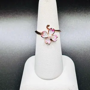 Nicole Barr Rose Gold Plated Silver Dogwood & Pearl Ring