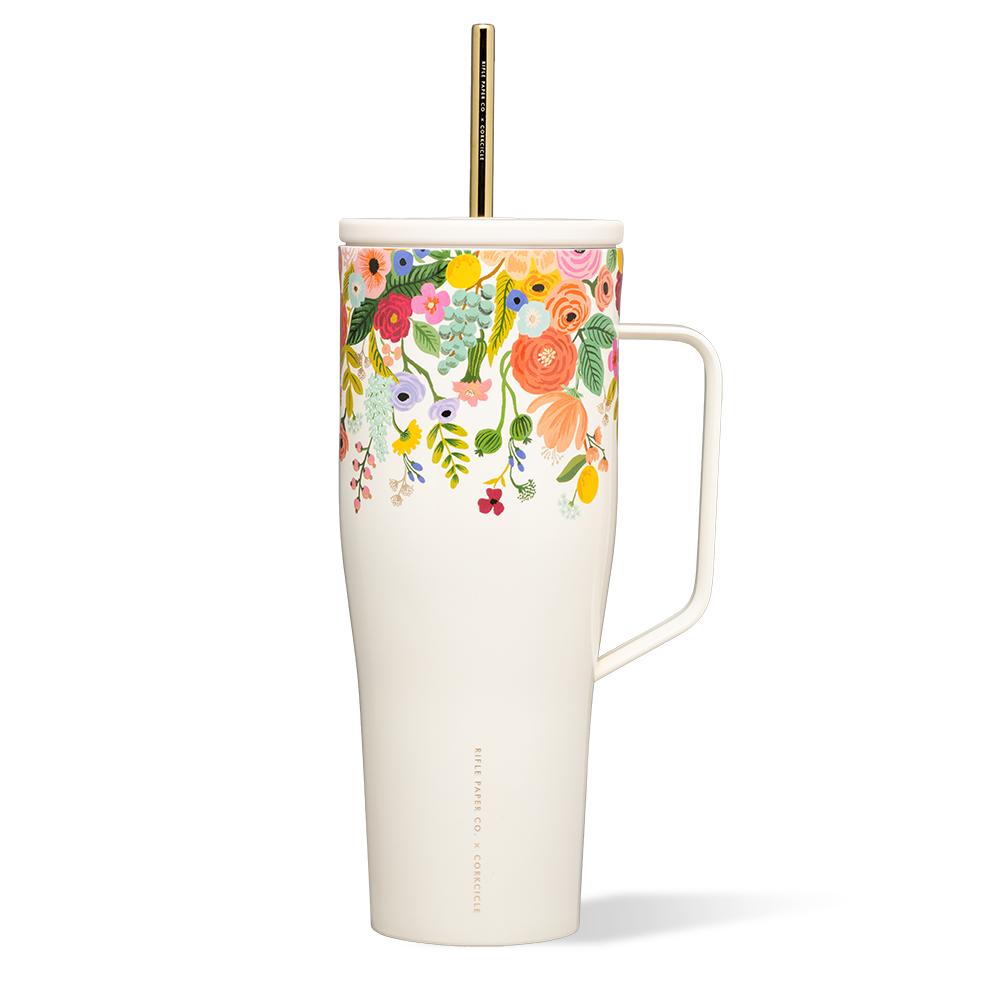 Rifle Paper Co. Stylish Stainless Steel Insulated Water Bottle - XL Reusable Cold Cup with Portable Straw, Ideal for Kitchen Drinkware, Insulated Bottles, Water Bottles