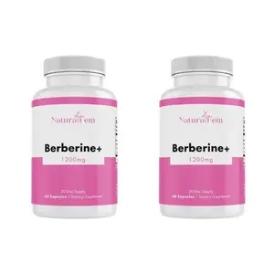 NaturalFem Pure Berberine Plus 2 Pack – Bundle & Save 25% – 2400mg High-Potency Berberine HCl from Berberis Aristata Root & Bark – Supports Blood Sugar, Metabolic & Heart Health – Vegan, Non-GMO, Gluten Free – 120 Capsules