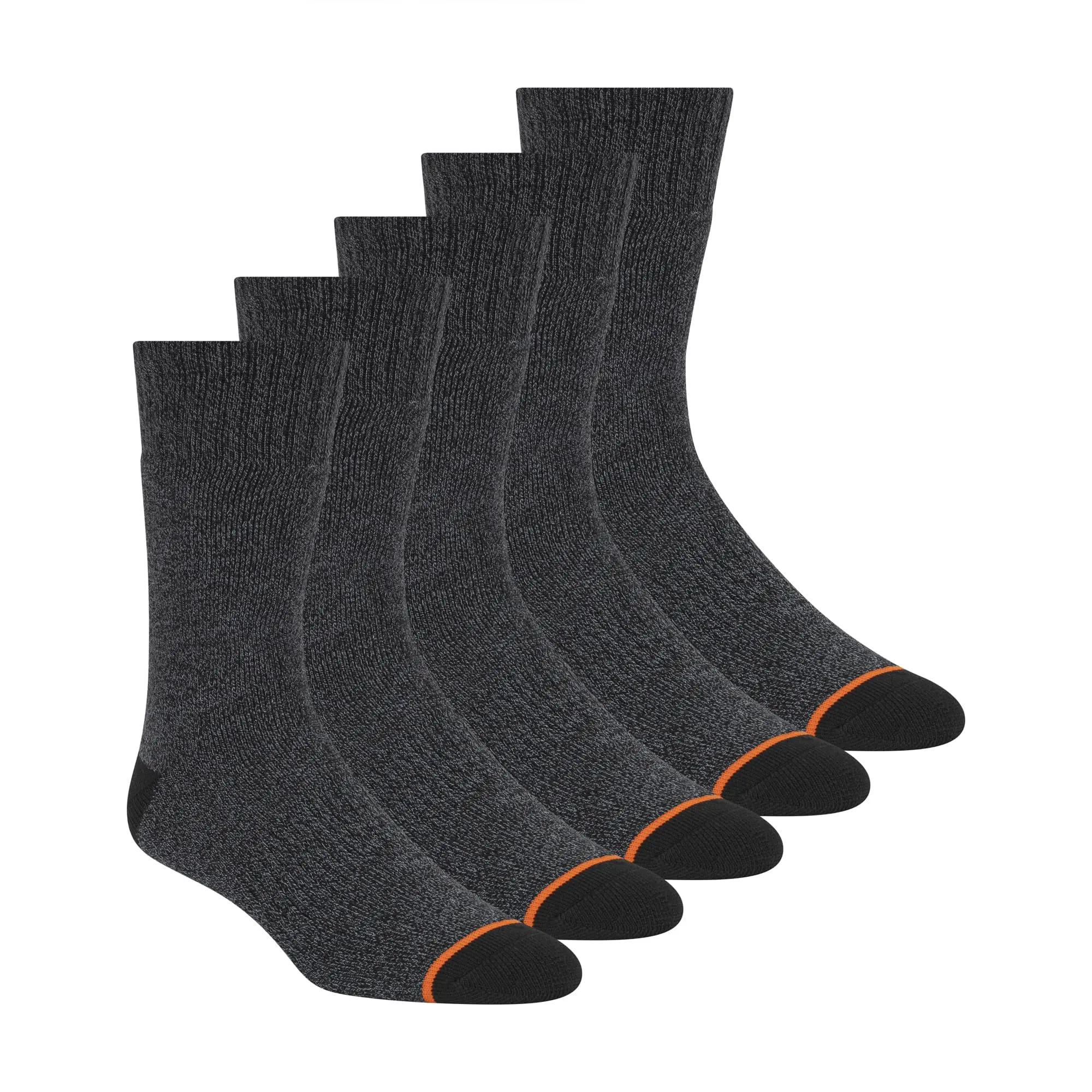 Weatherproof mens 5 Pack Thermal Crew Hiking Socks, Black, 10 13 US