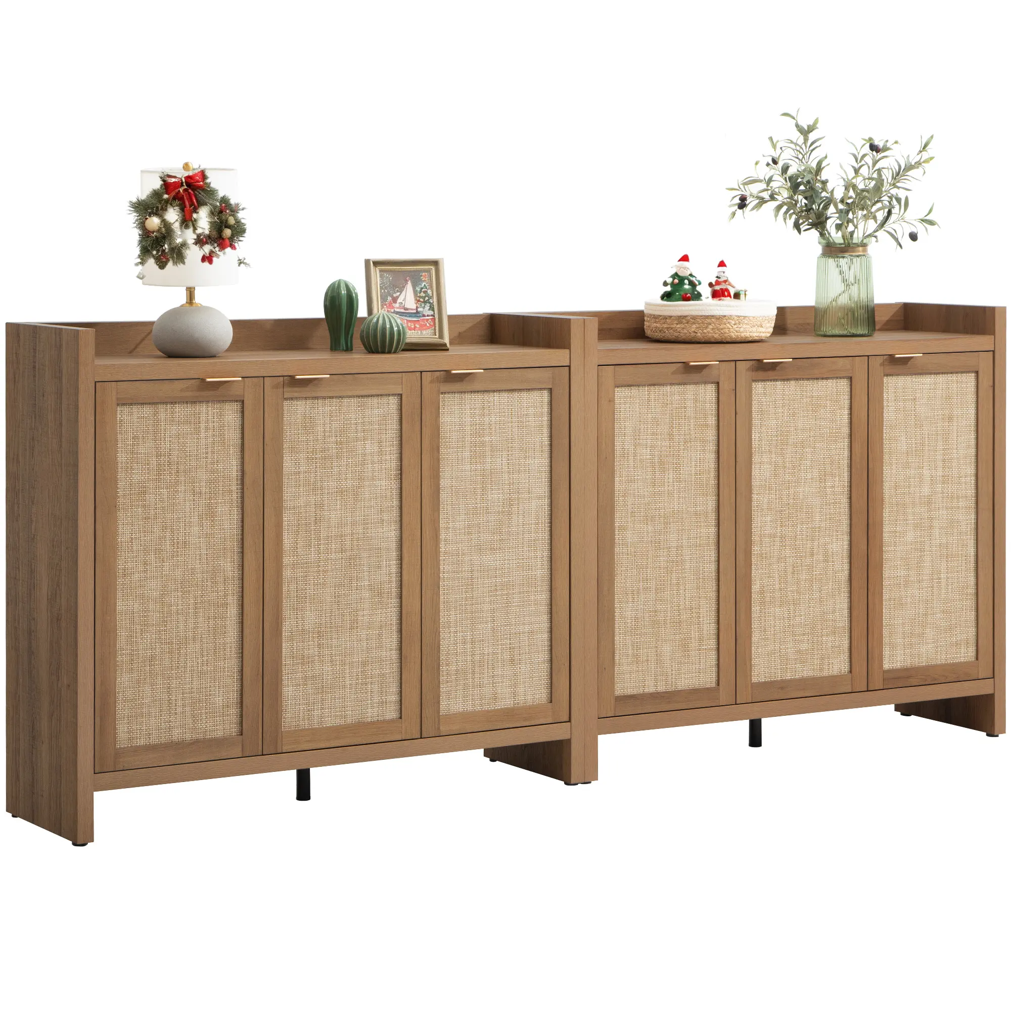 SICOTAS Shoe Storage Cabinet, 30 Pairs Rattan Shoe Cabinet Storage for Entryway, 6-Tier 41" Tall Shoe Cabinet Storage, Boho Farmhouse Storage Cabinet with Doors for Entryway Hallway Living Room Closet