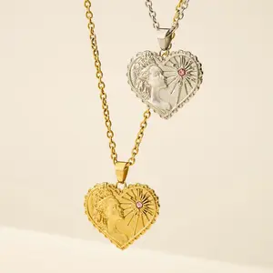 WICKEDXOUFER Glinda Heart Shape Stainless Steel Non Tarnish Necklace for Women Perfect Gift WICKEDXOUFER Glinda Heart Shape Stainless Steel Non Tarnish Necklace for Women Perfect Gift
