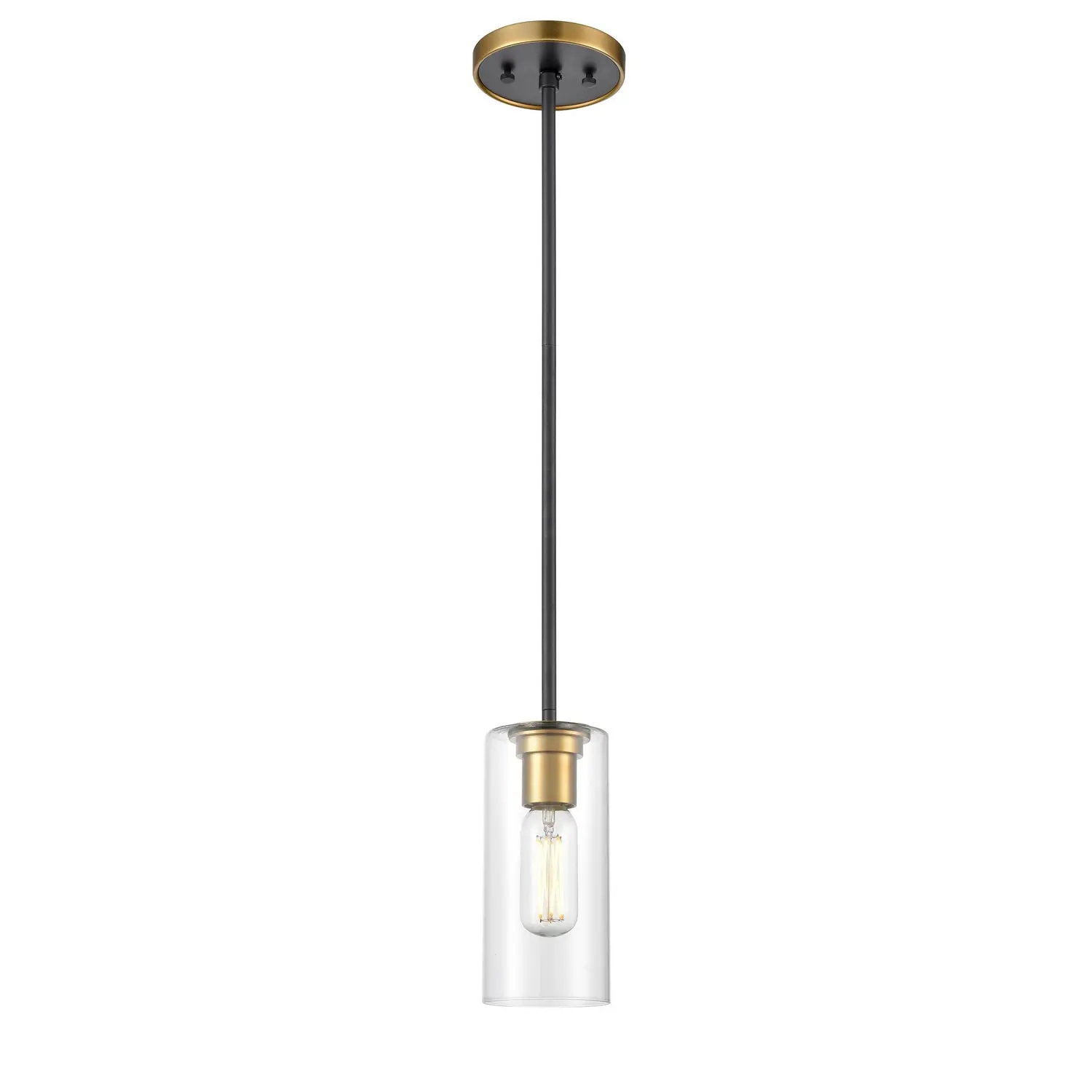 Barker One Light Mini-Pendant Brass/Graphite w/Clear Glass