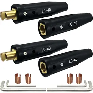 2 Pack LC-40 Welding Leads Quick Connector, Welding Cable Connectors, Male & Female Welding Connectors for Welding Machine Accessories, 1/0 and 2/0 Welding Cable Size Capacity, 350 Amp Max Rating