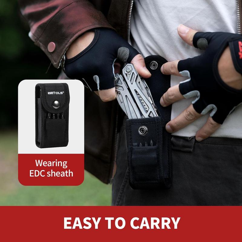 WETOLS 21-in-1 Multitools with Pocket Knife, Stainless Steel Self-locking Pliers with 8 Screwdriver Bits, Multi Tool Camping Gear, EDC Knife with Pouch for Outdoor Survival,  Gift for Christmas,New Year