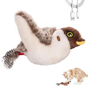 Interactive Chirping Bird Cat Toy, Flapping Bird Cat Toy, Chirping Bird Cat Toy Flapping Wings, Simulation Electric Sparrow Shaking Bird Hunting Cat Toy for Indoor Cats and Dogs