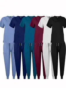 Men's 6 Color Scrub Sets - V-Neck Short Sleeve Top & Drawstring Jogger Pants, Soft Breathable Nurse Uniform for Healthcare Workers