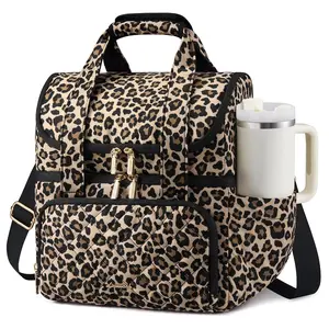 LOVEVOOK Insulated Lunch Bag For Women,Large Double Deck Adult Lunch Box,Teacher Lunch Tote Bag With Cup Holder,Leakproof Cooler Bag With Adjustable Shoulder Strap For Work Picnic Beach,Larger 15L