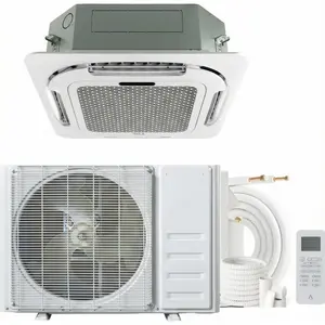 18000 BTU Ceiling Cassette Mini Split Central AC – 8-Way 360° Airflow – Ductless Cooling & Heating – Remote Control – 208/230V – 25ft Installation Kit – American Standard