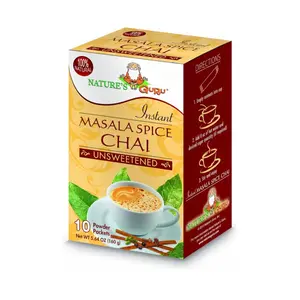 Nature's Guru Instant Masala Spice Chai Tea Drink Mix Unsweetened 10 Count Single Serve On-the-Go Drink Packets