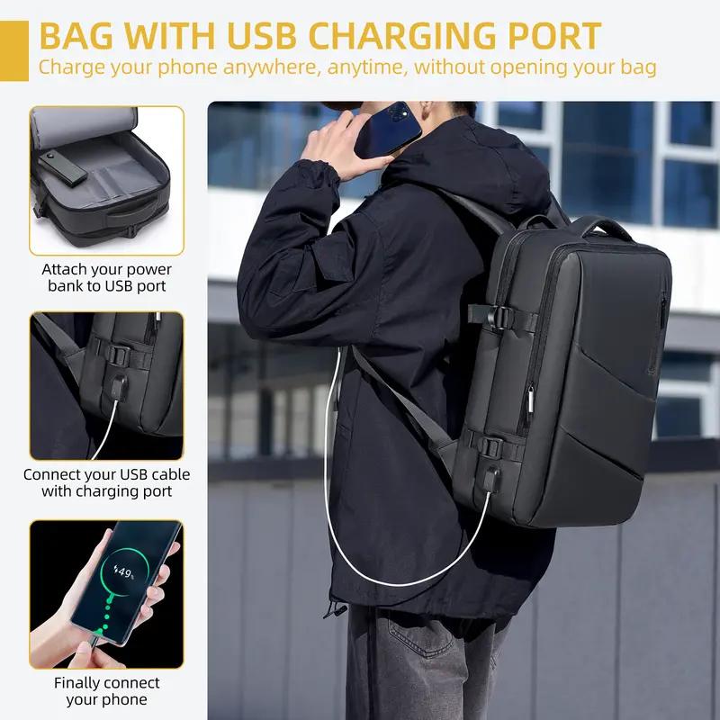 MSBAG Large Travel Backpack for Men & Women 35L- TSA - Approved Carry On Backpack with USB Charging Cable, 15.6” Laptop Compartment -for Hiking, Business, Work-commuting, College, Weekender Backpacking