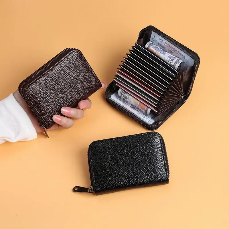 Men's Leather Bifold Cardholder - Chic, Preppy, and Casual Minimalist Design, Ultra Slim Lightweight Wallet with Multiple Card Slots, Rfid Theft Proof, Rfid Organizer, Plain, Basic, Multi-Function, Holiday, Everyday Carry, Anti-Theft