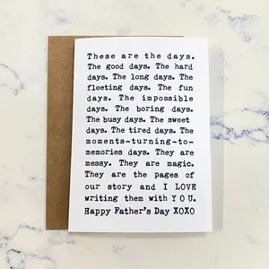 Father's Day Card: These Are The Days Message Greeting Card with Envelope