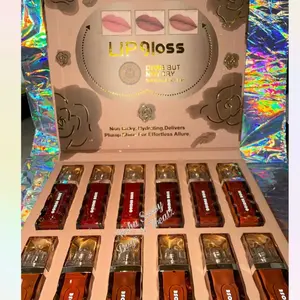 12 piece matte Long-Lasting Lipgloss Set  Lipstick Makeup lip kit Matte creamy Trio for All Lip Shades Duo Lipstick Set Glossy Bouncy It Girl Lip Gloss