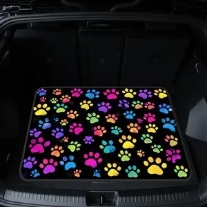 Colorful Paw graphic  Vehicle Trunk Floor Liner 1pc, cargo mat for SUV, sedan, or crossover, useful in commercial storage, transport, and stylish auto interiors |  Boot Cover