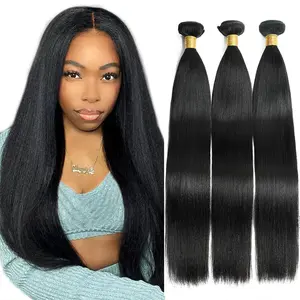 Human Hair Bundles Yaki Straight Hair Bundles Brazilian human hair bundles Quick Weave Bundles100% Unprocessed Virgin Weave 3/4 Bundles Raw Remy Hair Bundles