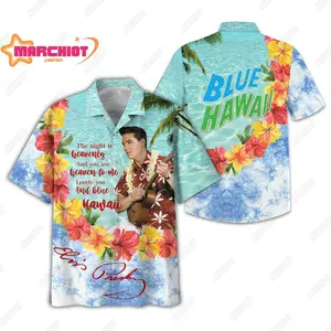 Elvis Presley Hawaiian Shirt Summer Beach Style Shirt Short Set, Elvis Rock and Roll Aloha Shirt Tropical Music Legend Outfit