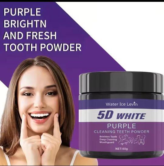 Purple teeth cleaning powder - sulfate free, deep cleaning and polishing, whitens teeth in 5 days Toothbrush