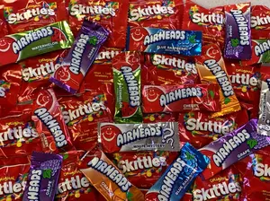 Skittles & Airheads Candy Mix 1lb Chewy Fruit Bulk Assortment Original Mini Bars Variety Pack Individually Wrapped Rainbow Fruit Mix