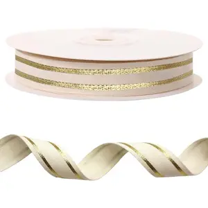 10 Yards Golden Lace   Ribbon for Crafting Sewing, 5/8 Inch Herringbone Twill Tape Ribbons for  Wrapping, Birthday Wedding Ribbons for Hair Bow Accessories