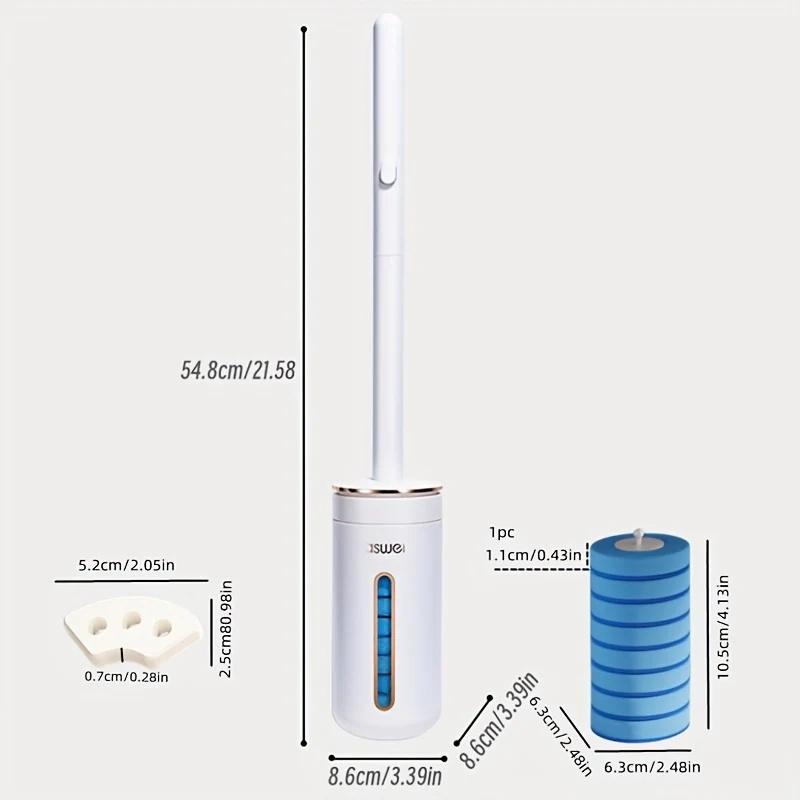 No-Touch Disposable Toilet Brush Set – Flushable Heads One-Click Release, Wall Mount Holder, Hygienic Bathroom Cleaning Tool, 24 Refills, #SpringCleaning