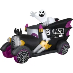 212 MAIN Airblown Inflatable Spooky Vintage Hot Rod Hearse, Halloween Decor with Easy Setup, Festive Home Decoration