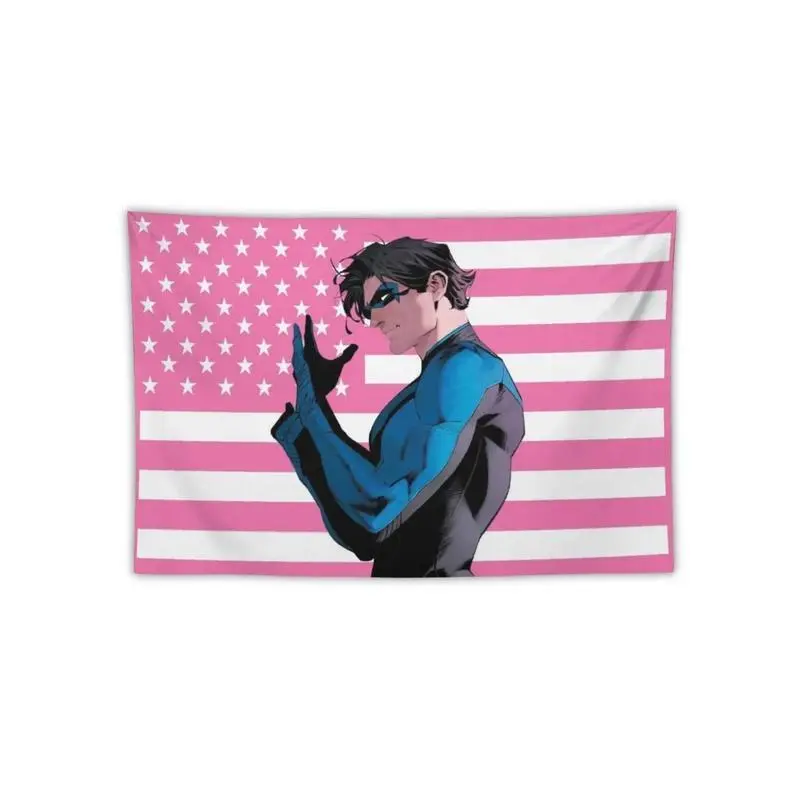 Peach Nightwing American Flag Tapestry - Modern Stripe Design Polyester Wall Hanging Decoration Items for Indoors, Dorm, Home