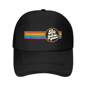 LGBTQ Be You Gay Pride LGBT Ally Rainbow Flag Retro Vintage Baseball Cap